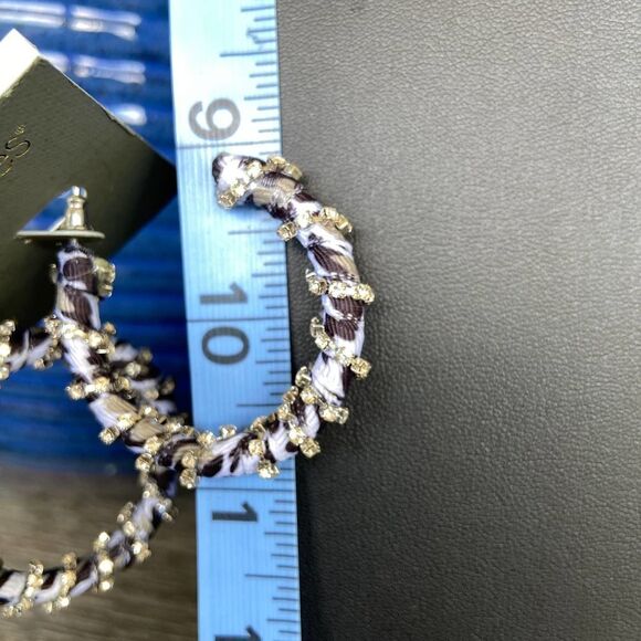 Black White Gold Crystal Wrap Hoops Daisy Fuentes Fashion Earrings $16ea/3for$25 - Picture 4 of 7